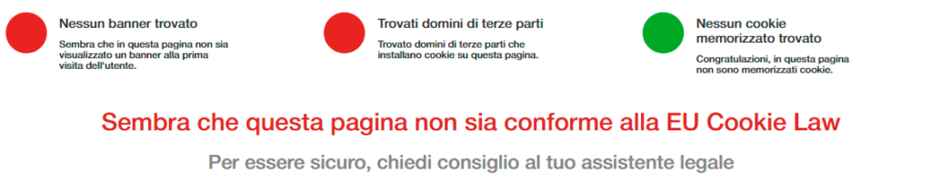 sito non conforme alla EU Cookie Law sito non conforme alla EU Cookie Law